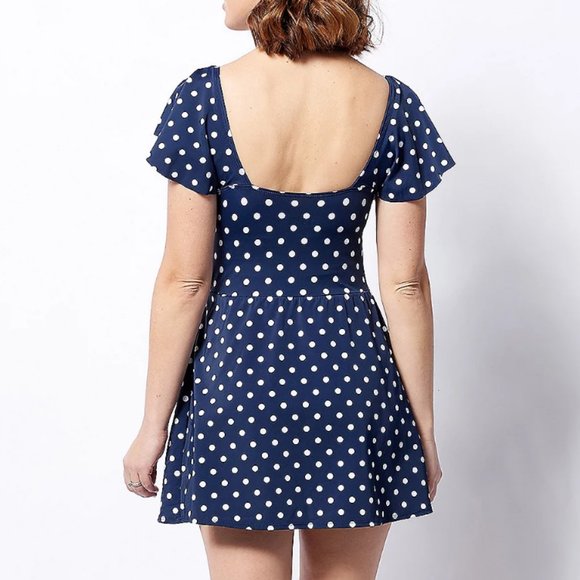 Denim & Co Beach Surplice Flounce Sleeve Swim Dress. 8237 - Picture 2 of 4